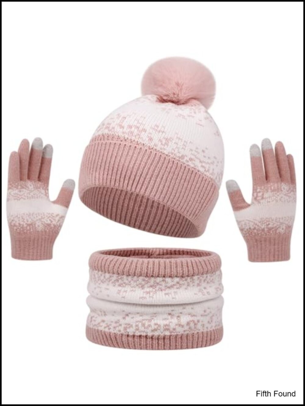 Women's Winter Beanie Neck Gaiter Touchscreen Gloves Set Fleece Lined Knitted